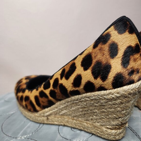 J.Crew Designer Leopard Print Calf Hair Wedge Espadrille Heels US 7 - Picture 8 of 12